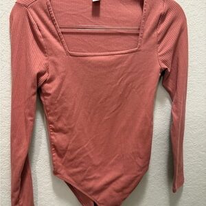 Old Navy Rose  Pink Ribbed Fitted Bodysuit Size Small
